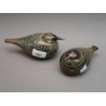 Littala glass figure of a bird ' Spotted Crake ', 6.75ins long overall, in original box together