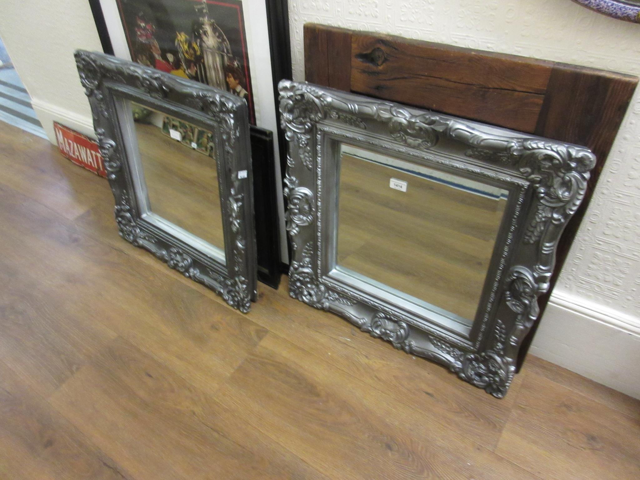 Pair of reproduction silvered composition wall mirrors, 24ins square