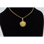 18ct Gold St. Christopher pendant and chain, 4.5g