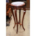 Reproduction mahogany vase stand with marble inset top