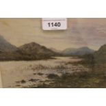 Edward Tomkins, watercolour, Highland loch scene, signed, 5ins x 7ins, maple framed