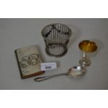 Chester silver pierced basket (minus handle), together with a Whispers design silver covered Book of