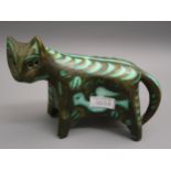 Alessio Tasca, Italian stylised pottery figure of a cat (two small chips to legs) 9ins long x 7ins