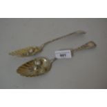 Pair of George III silver berry spoons Gilding to bowls worn, otherwise in good condition