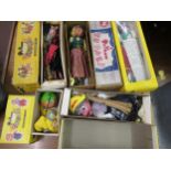 Group of five various boxed Pelham puppets to include an early type SS Dutch girl Condition as shown