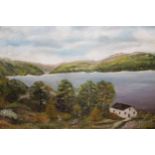 B. Gornik, 20th Century oil on board, landscape with cottage and loch, gilt framed 15.5ins x 19.5ins