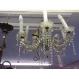 20th Century five branch chandelier with cut glass drops