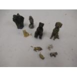 Miniature bronze figure of a dog, 2.5ins high together with four various similar figures and four