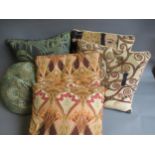 Group of six various cushions, including Hera Klimpt and House of Hackney etc
