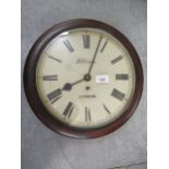 Early 20th Century mahogany dial clock with 12in painted dial, having Roman numerals, inscribed J.