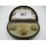 Cased set of three 19th Century dress studs