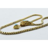 Victorian gold turquoise and cabochon garnet serpent necklace, 36cms long, 13.5g This piece does