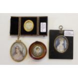 Watercolour portrait miniature of Lady Montall after Cosway, in a gilt metal mount, 70mm x 60mm