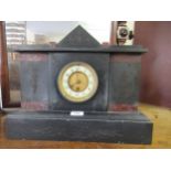 19th Century French black slate and rouge marble single train mantel clock