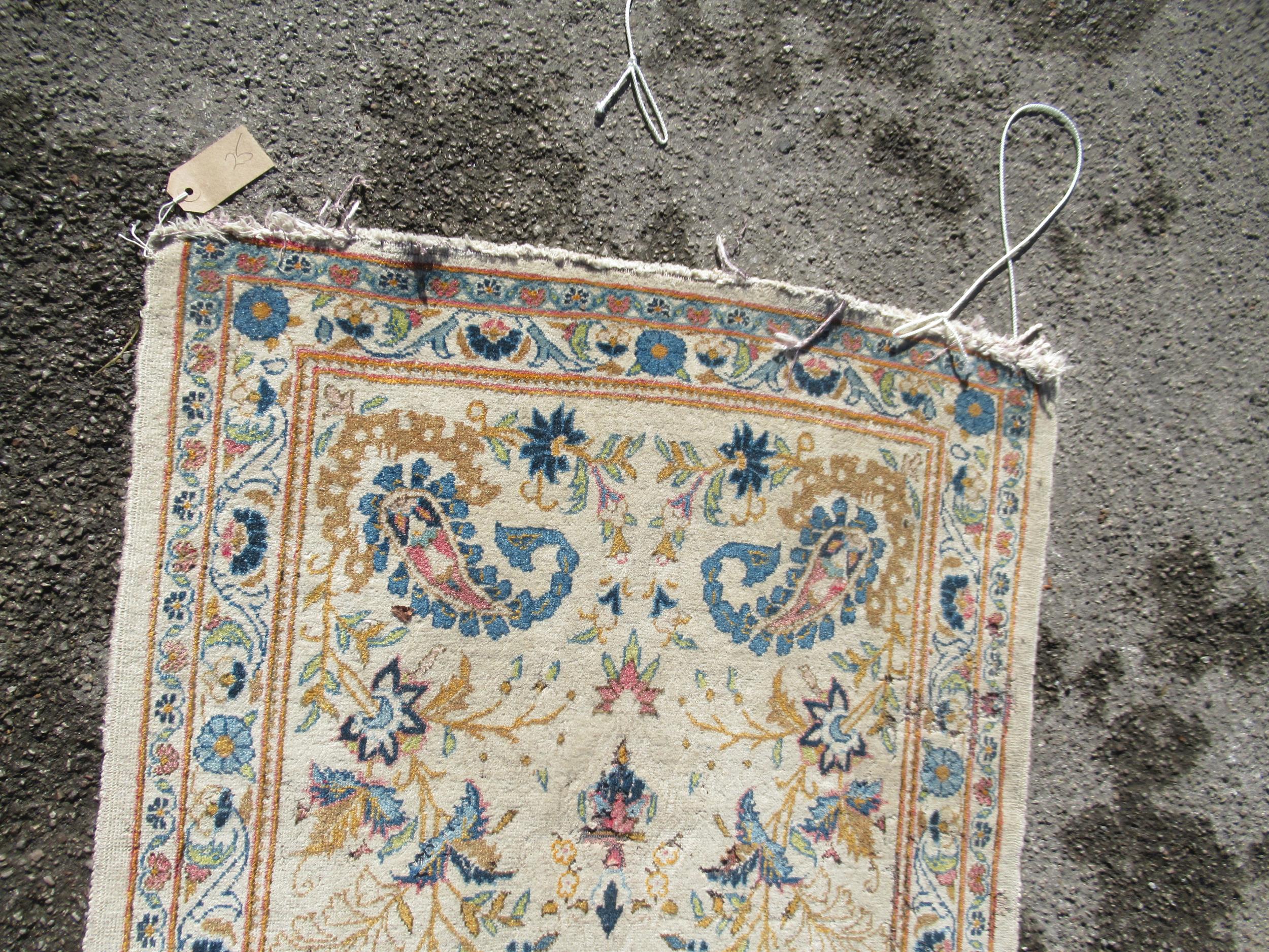 Indo Persian rug of all-over floral and bird design with multiple borders on a beige ground, - Image 10 of 19