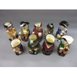Collection of nine various large Royal Doulton Toby and character jugs