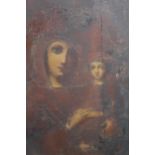 Antique icon, the Madonna and Child, 8.5ins x 7ins