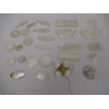 Quantity of Chinese mother of pearl gaming counters and needlework items