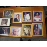 Quantity of various framed celebrity photographs