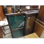 20th Century mahogany two door wall mounted display cabinet (one glass at fault), 24ins x 48ins