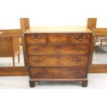 George III mahogany straight front chest, the moulded top above three small and three long drawers