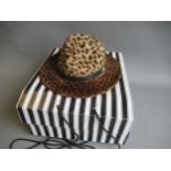 Walter Wright ' The London ' wide brimmed leopard fur felt fedora hat, complete with original