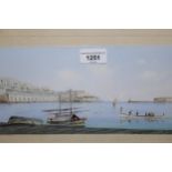 V. D'Esposito, signed watercolour and gouache, Valletta Harbour, Malta, 5.5ins x 13.5ins