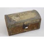 Small George III brass studded pony skin dome top trunk, labelled to the cover ' Maltwood, Trunk and