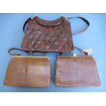 Two Mappin & Webb simulated snake skin leather handbags and another similar handbag