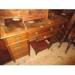 Late 19th / early 20th Century mahogany crossbanded and line inlaid desk having brown leather