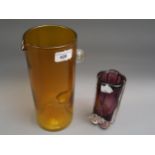 Mid 20th Century amber tinted glass jug together with a Whitefriars glass vase