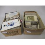 Two shoeboxes containing a large quantity of various 20th Century world postcards