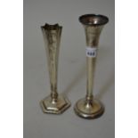 Two silver spill vases (weighted)