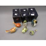 Group of six various Royal Crown Derby paperweights, ' Greenfinch ', ' Red Cardinal ', '