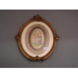 19th Century Continental porcelain plaque painted with classical figures mounted in gilt composition