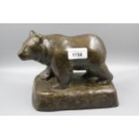 20th Century brown patinated bronze figure of a standing bear, signed indistinctly in the bronze,
