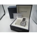 Louis Erard gentleman's circular stainless steel quartz wristwatch, the white dial with gilt batons,