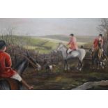 A. Hodkin, 20th Century oil on canvas, huntsmen and women, signed, 17ins x 27ins, gilt framed