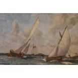 David R MacGregor signed oil on board, maritime scene, inscribed on label verso ' A Fresh Breeze