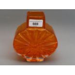 Whitefriars orange glass sunburst vase, designed by Geoffrey Baxter, 6ins high Good condition. Is