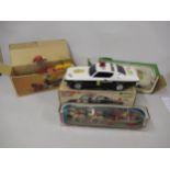 Japanese battery operated police car by Alps , in original box together with a boxed Mercedes police