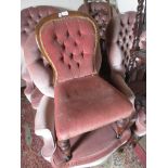 Small Victorian button upholstered low seat side chair