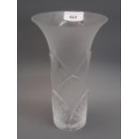Modern Lalique clear and frosted ' Lotus ' vase, 8.75ins high, etched signature mark, with