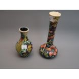 Modern Moorcroft vase with a narrow neck decorated with a typical stylised floral design, year 2000,