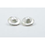 Pair of 9ct white gold Mabe pearl set clip-on earrings