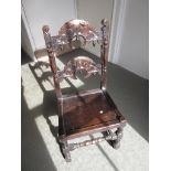 Good quality reproduction carved oak Derbyshire style ladderback side chair