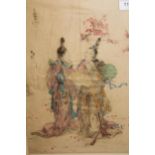 Elyse Ashe Lord, artist signed Limited Edition etching, study of Chinese figures in conversation,