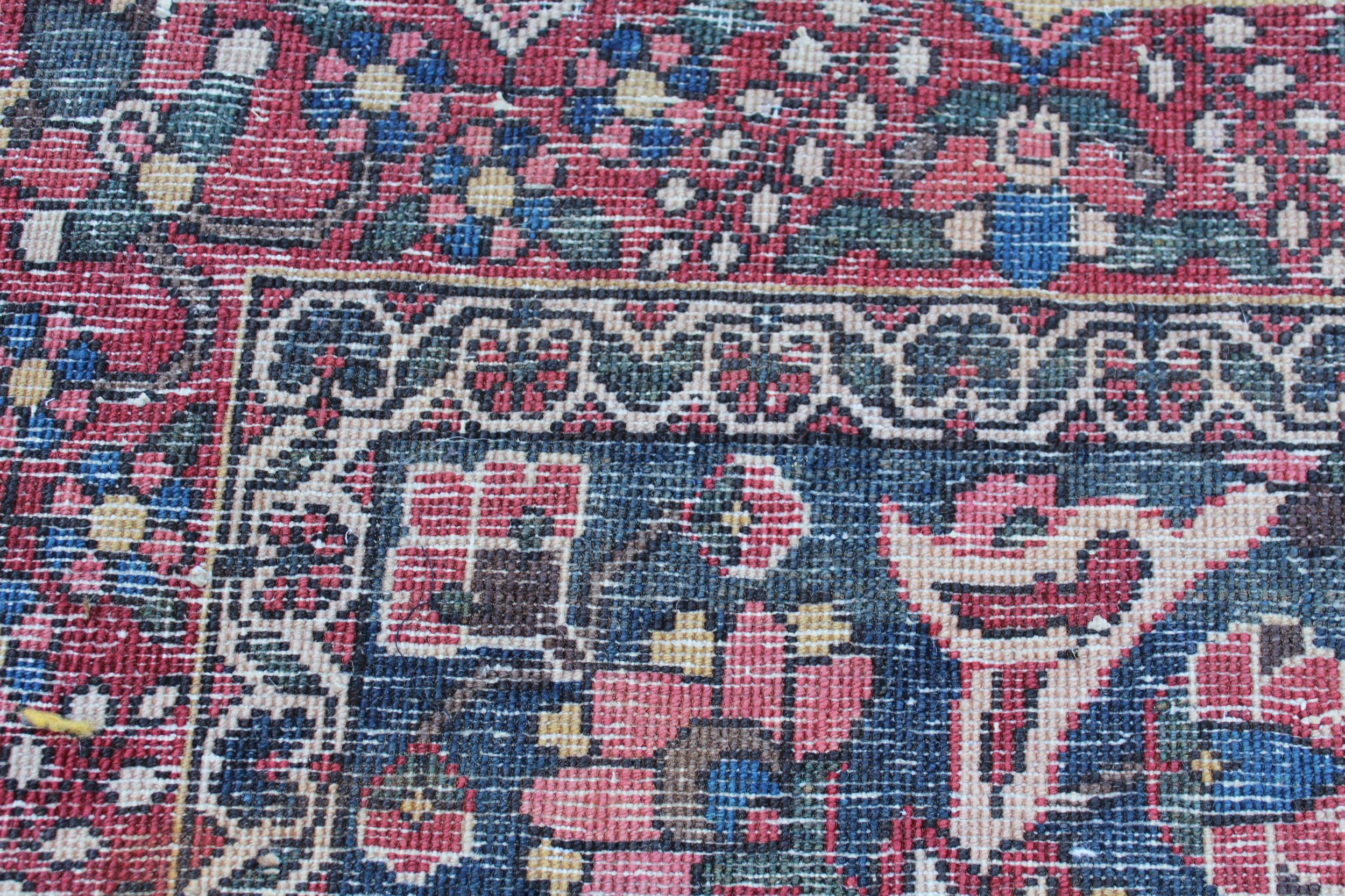 Bakhtiari rug with centre medallion and all-over floral design with border (worn), approximately - Image 3 of 4