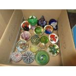 Collection of various glass paperweights