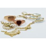 Edwardian 9ct gold pendant, two 9ct gold signet rings and a 9ct gold pendant on chain with